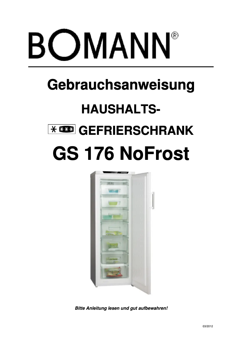 Page 1 de la notice Manuel utilisateur Bomann GS 176