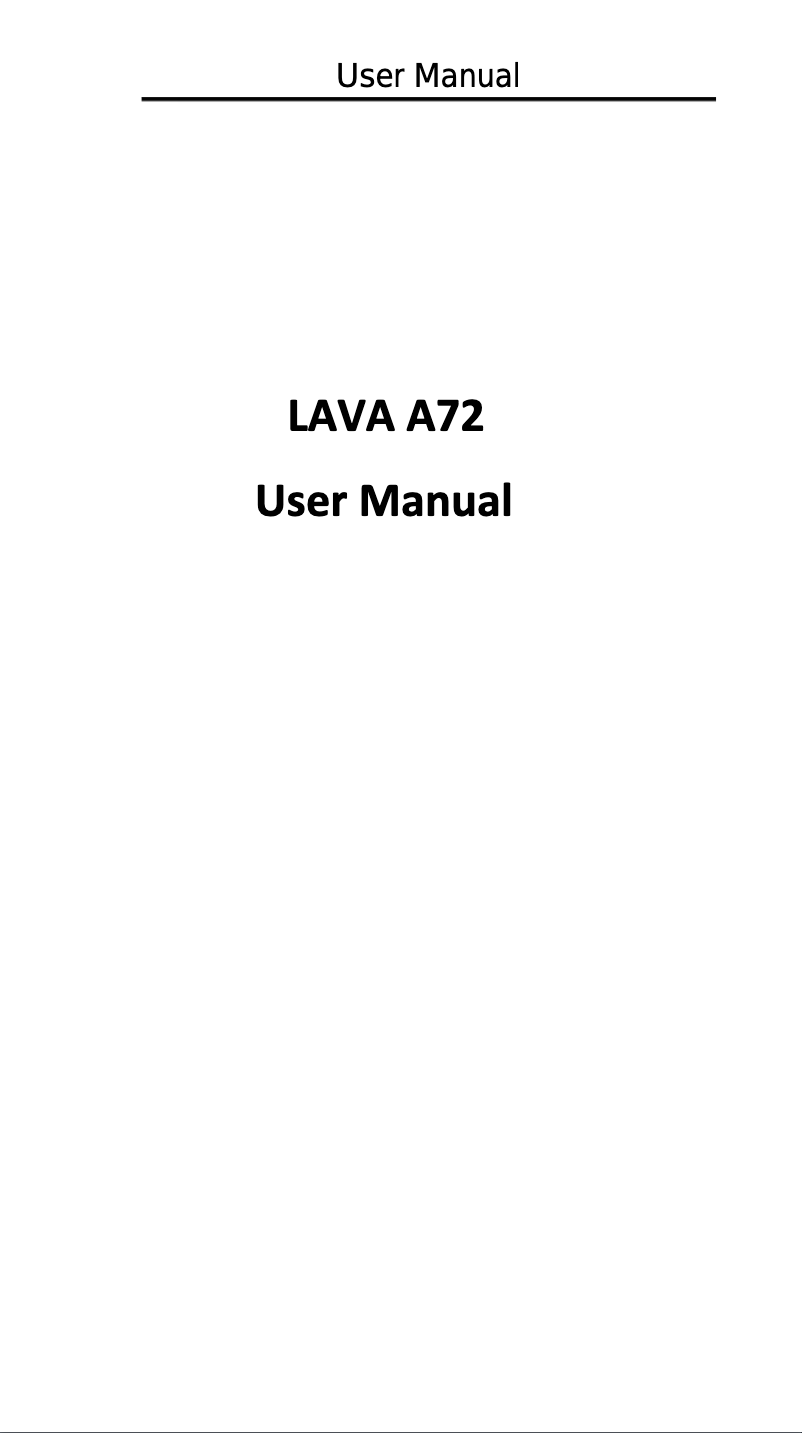Page 1 de la notice Manuel utilisateur Lava A72