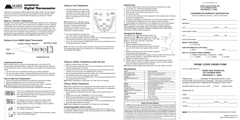 Page n°1 - Manuel utilisateur Mabis Deluxe Digital