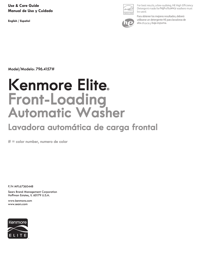 Page 1 de la notice Manuel utilisateur Kenmore 796.41572 Elite