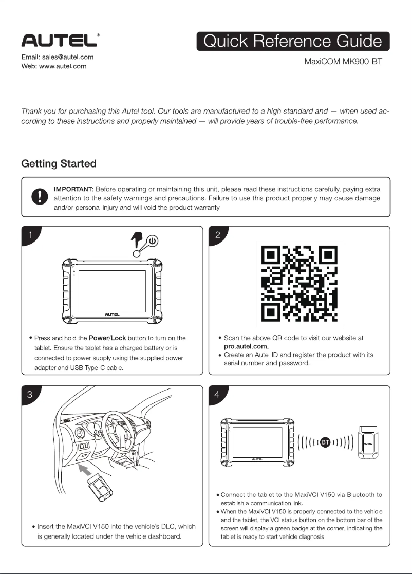 Image de la première page du manuel de l'appareil MaxiCOM MK900-BT