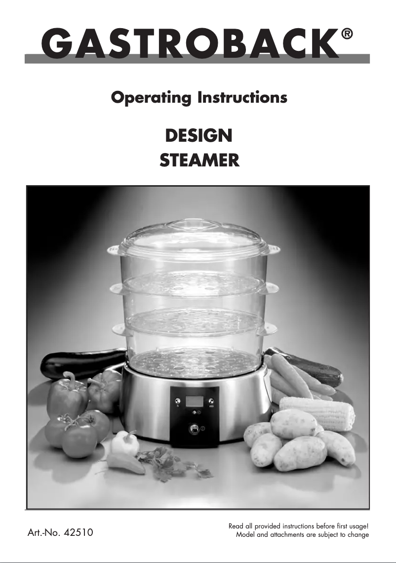 Image de la première page du manuel de l'appareil Steam Cuisine