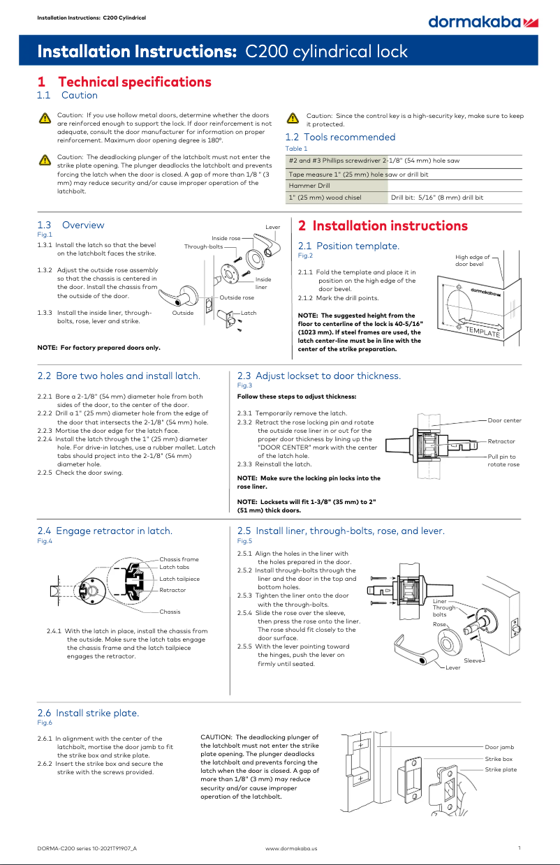 Page n°1 - Manuel utilisateur Dormakaba C200