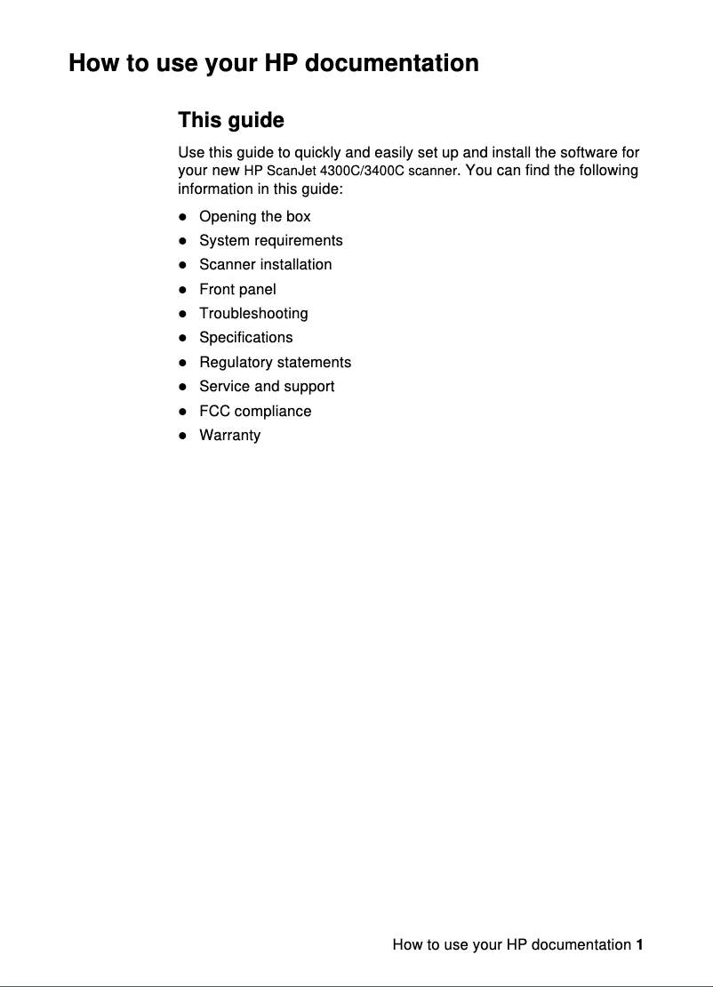 Image de la première page du manuel de l'appareil ScanJet 4300C