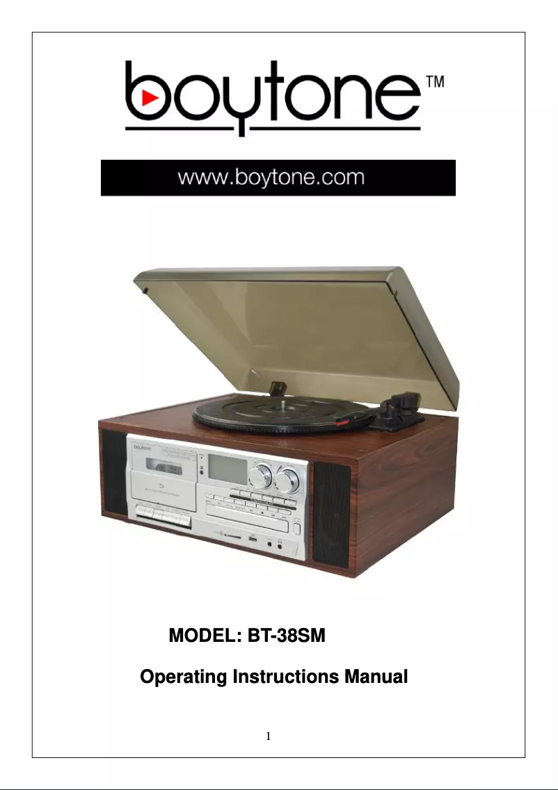 Image de la première page du manuel de l'appareil BT-38SM