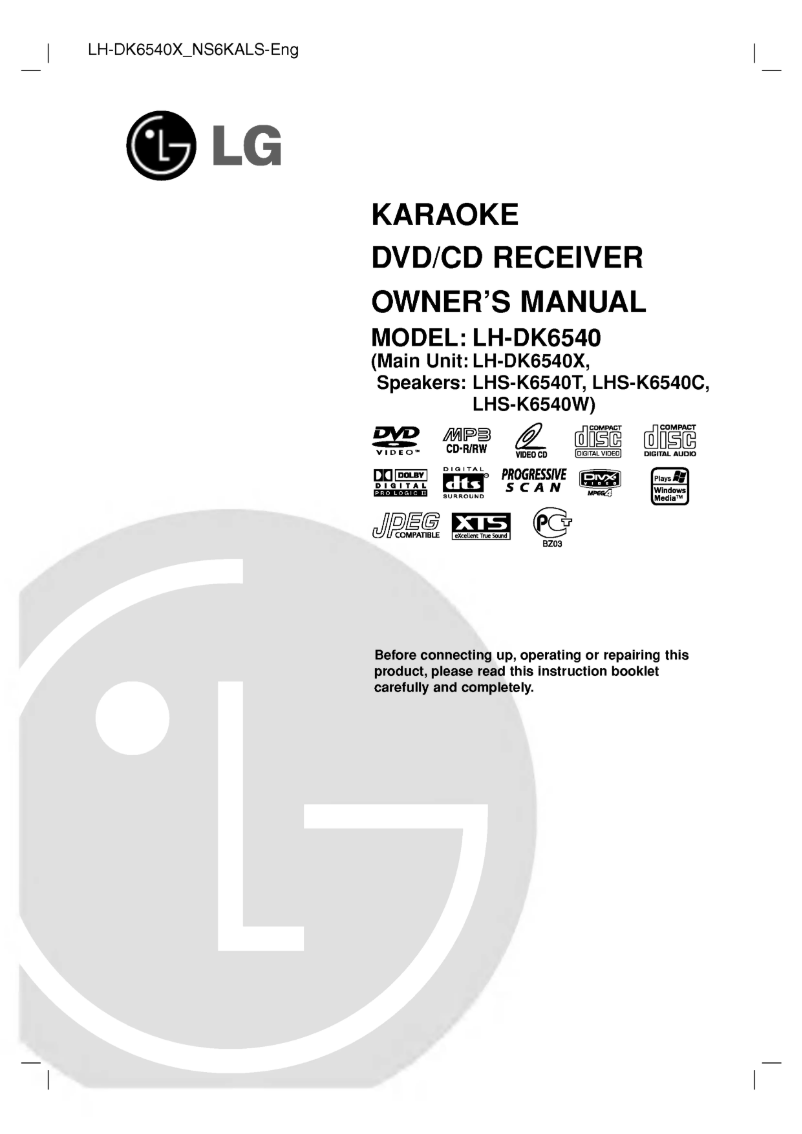 Page n°1 - Manuel utilisateur LG LH-DK6540X