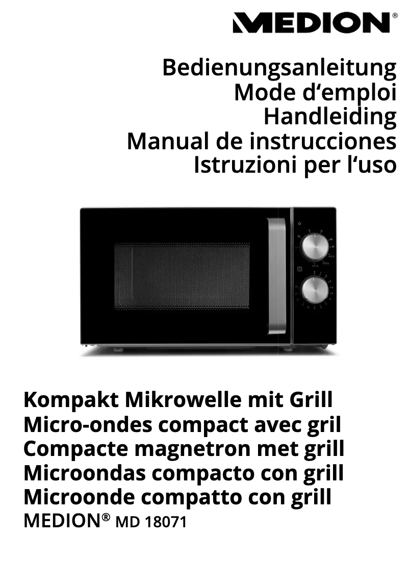 Page n°1 - Manuel utilisateur Medion MD 18071