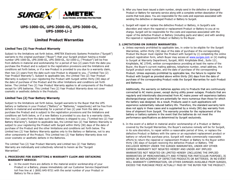 Image de la première page du manuel de l'appareil UPS-1000-OL