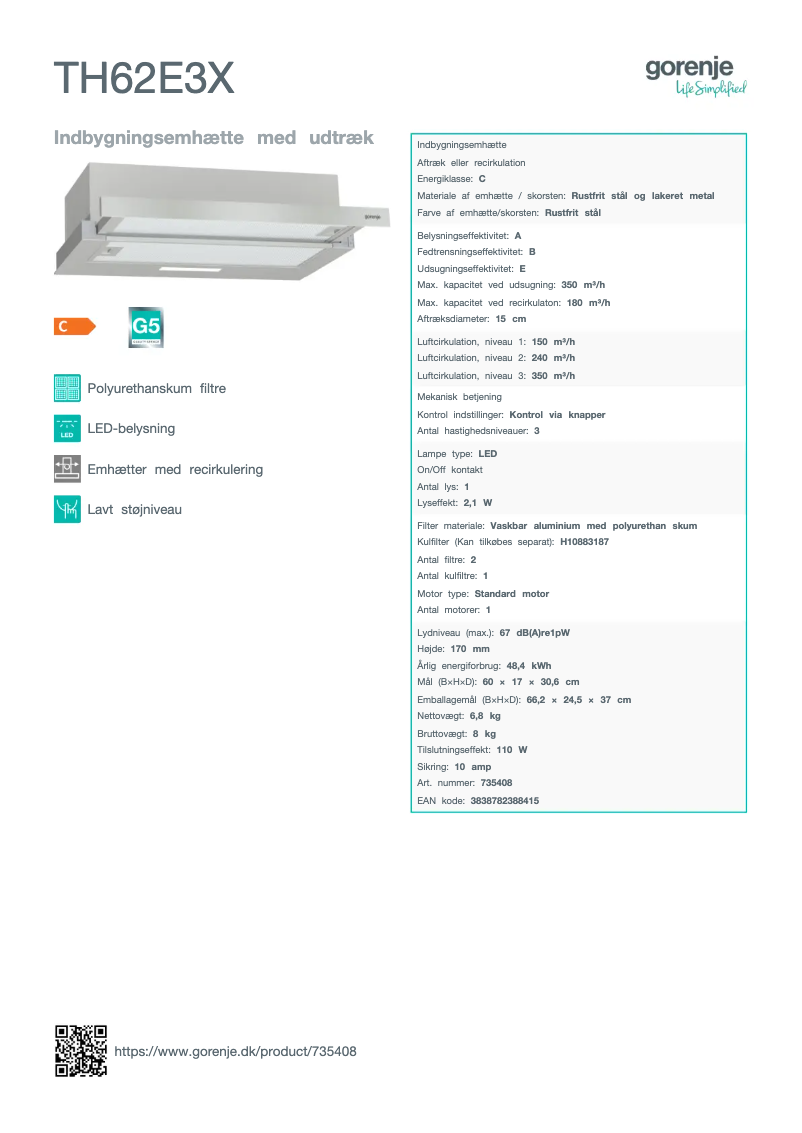Page n°1 - Manuel utilisateur Gorenje TH62E3X