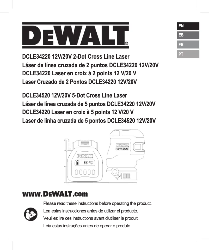 Page n°1 - Manuel utilisateur DeWalt DCLE34220