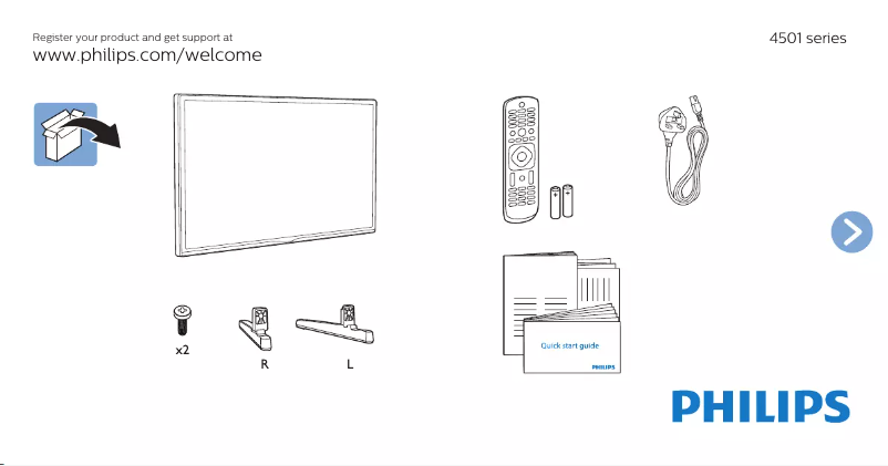 Page 1 de la notice Guide de démarrage rapide Philips 24PFD4501