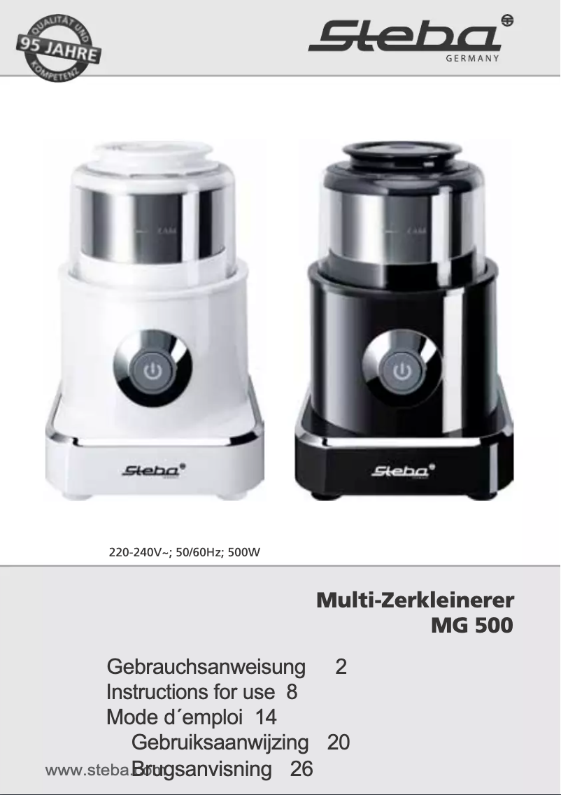 Image de la première page du manuel de l'appareil MG 500