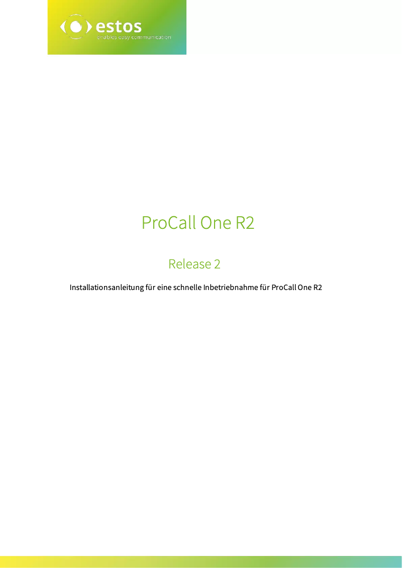 Page n°1 - Manuel utilisateur Estos ProCall One R2 25U