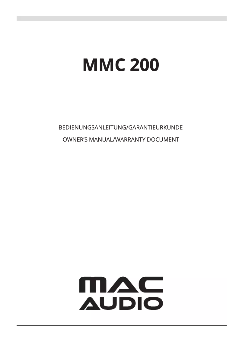 Image de la première page du manuel de l'appareil MMC 200