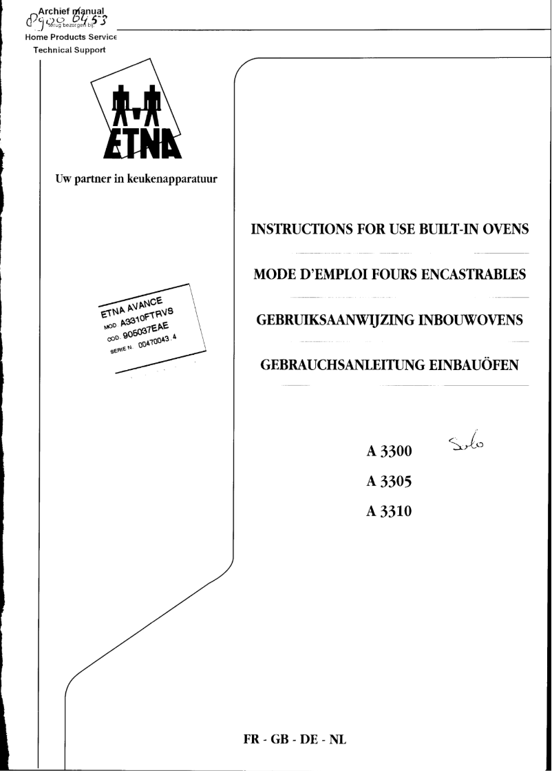 Image de la première page du manuel de l'appareil A3300T