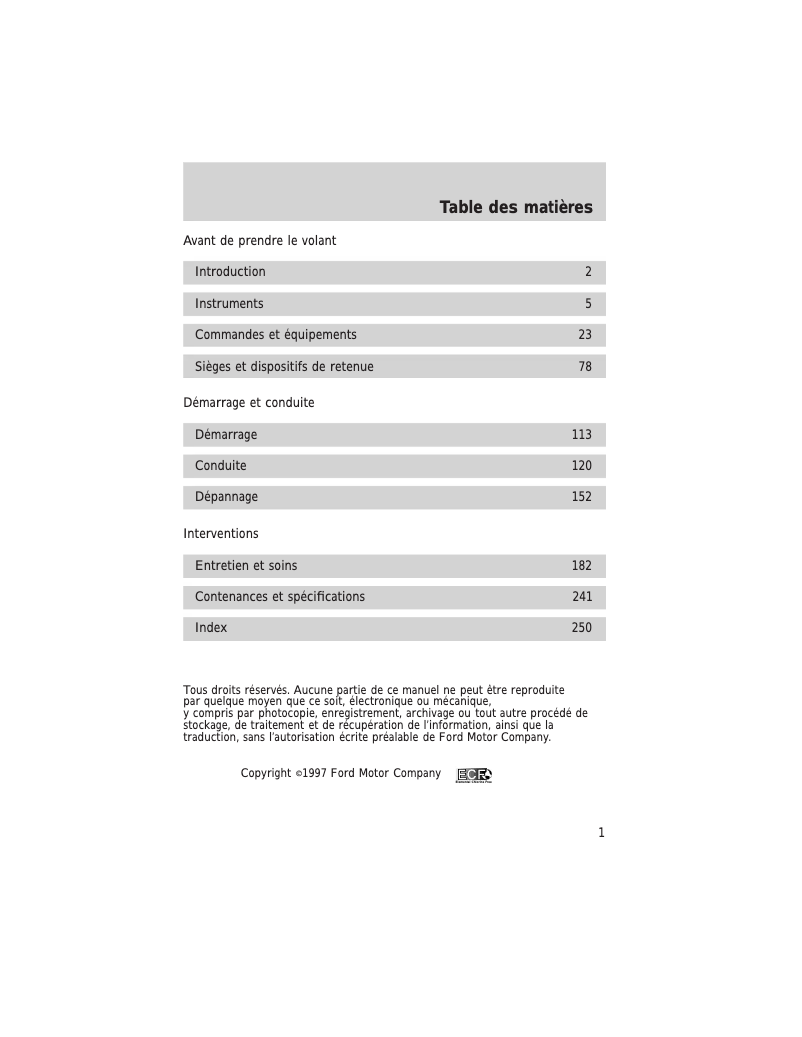 Page n°1 - Manuel utilisateur Lincoln Navigator (1998)