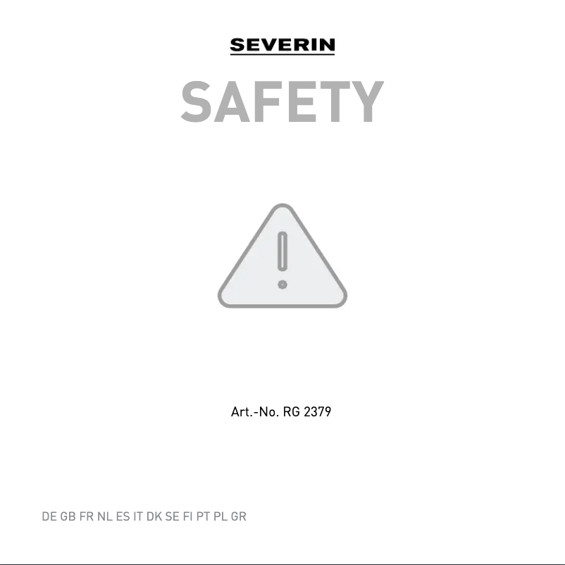 Page 1 de la notice Instructions de sécurité Severin RG 2350