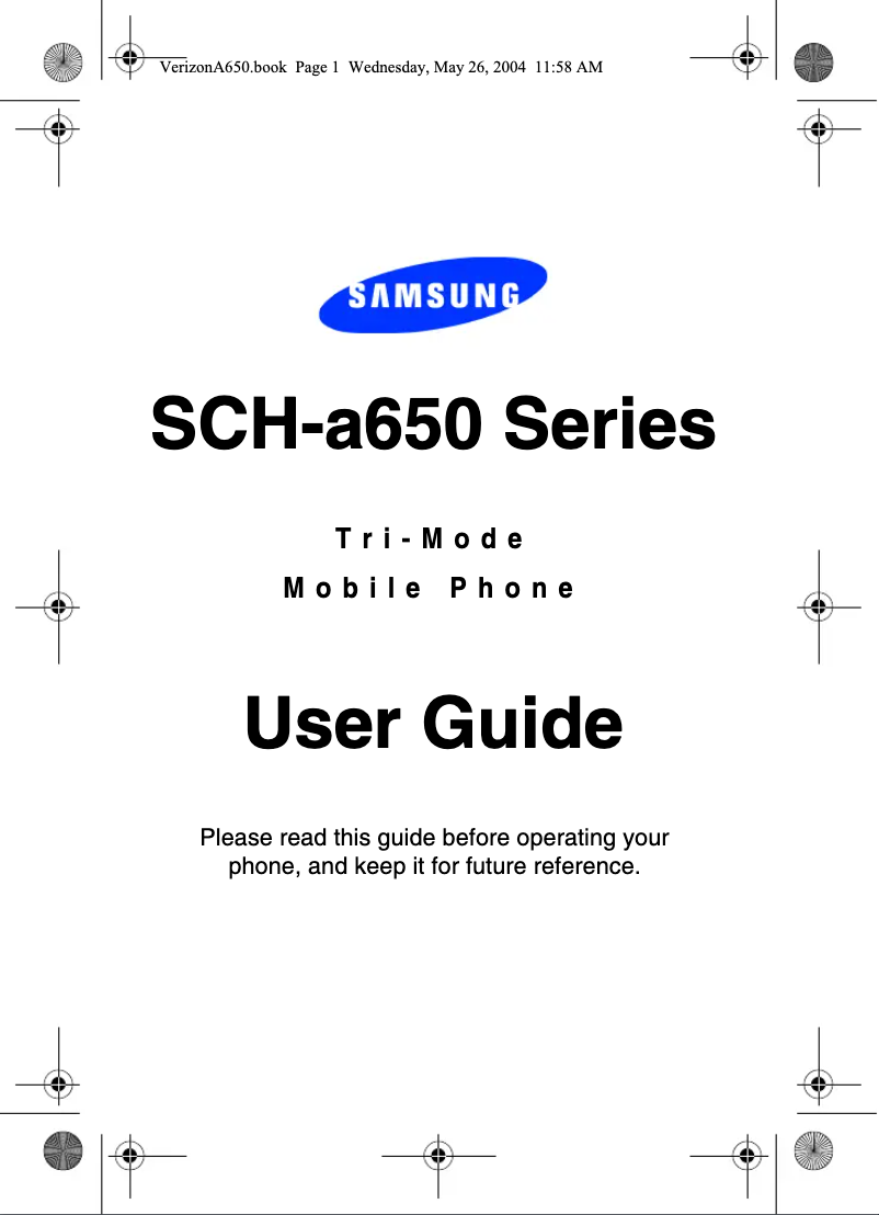 Page 1 de la notice Manuel utilisateur Samsung SCH-A650