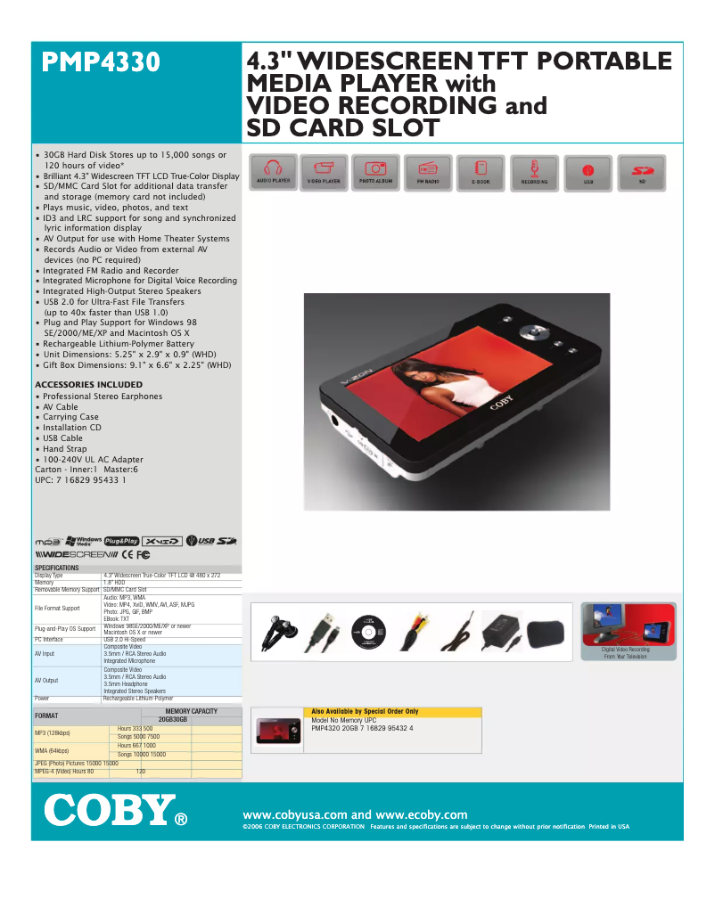 Página 1 del manual Manual de usuario Coby PMP4330