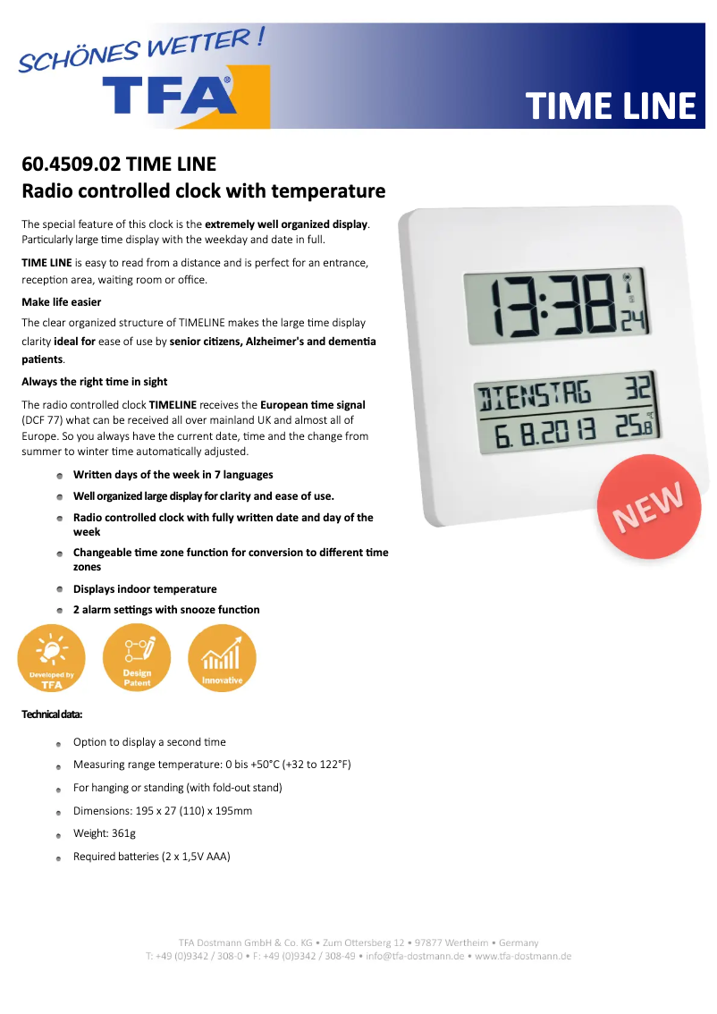 Página 1 del manual Ficha técnica TFA 60.4509.02