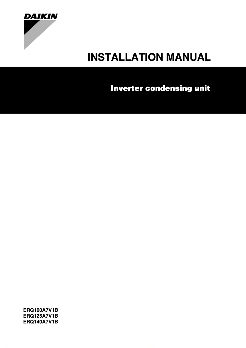Page 1 de la notice Guide d'installation Daikin ERQ100A7V1B