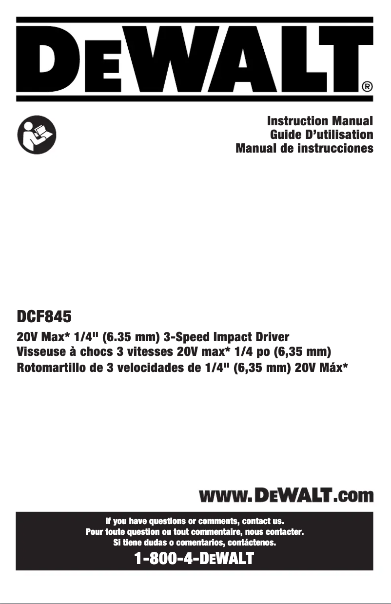 Image de la première page du manuel de l'appareil DCF845