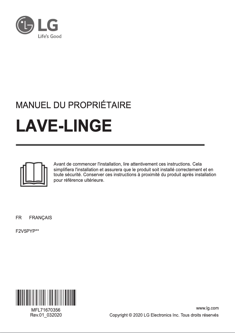 Image de la première page du manuel de l'appareil F2V5PYP2T