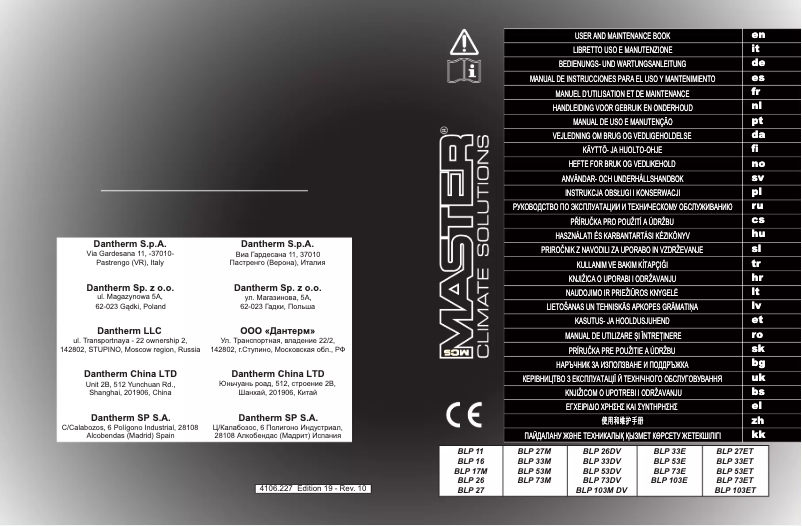 Page n°1 - Manuel utilisateur Master BLP 53M