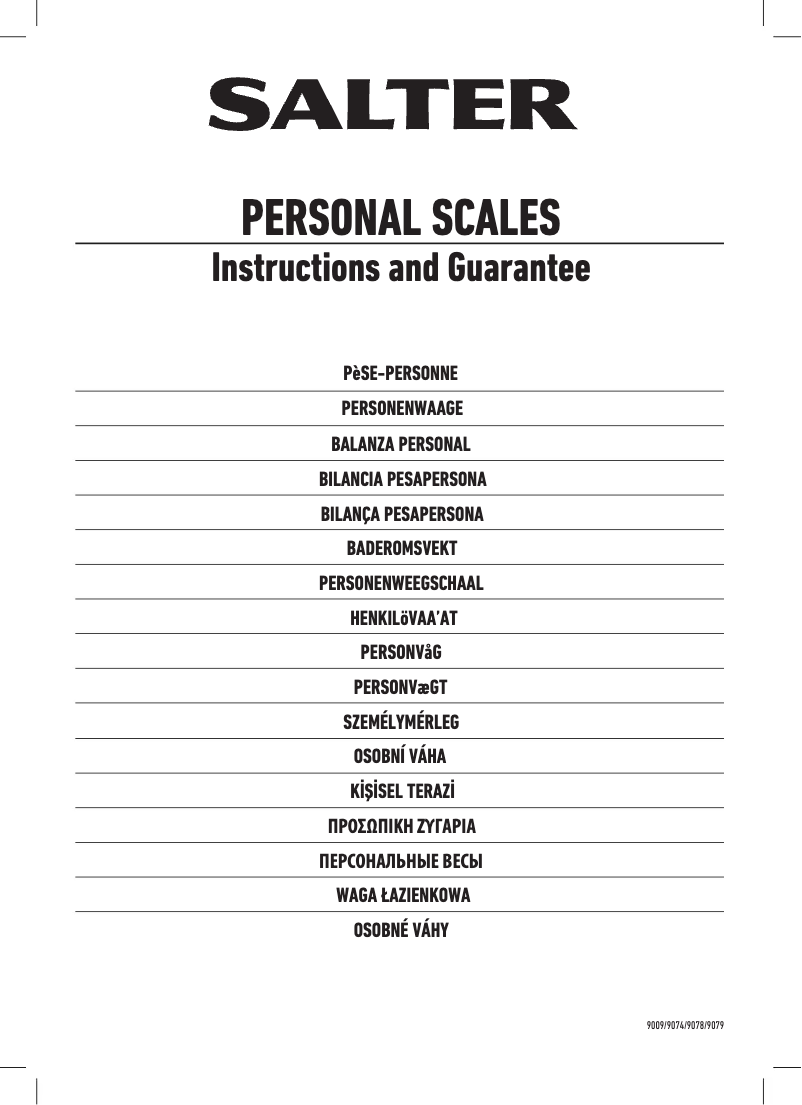 Page 1 de la notice Manuel utilisateur Salter BK3R Onyx 9009