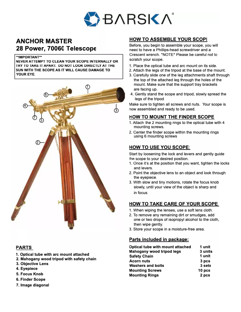 Page 1 de la notice Manuel utilisateur Barska AE10822