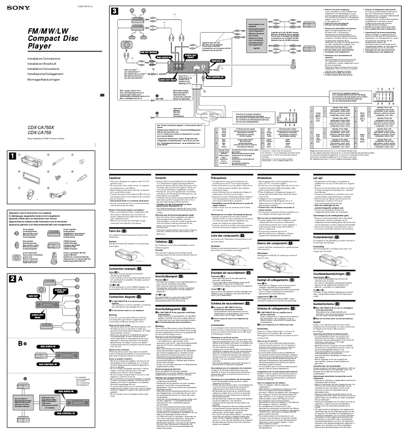 Page 1 de la notice Guide d'installation Sony CDX-CA750