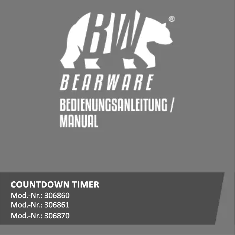 Page 1 de la notice Manuel utilisateur Bearware 306860