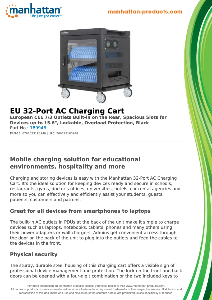 Page 1 de la notice Fiche technique Manhattan 180948