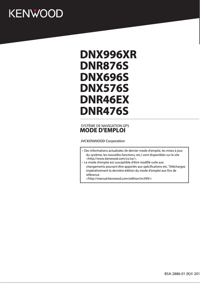 Page n°1 - Manuel utilisateur Kenwood DNX696S