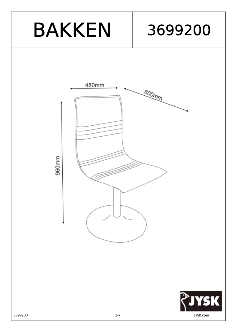 Page 1 de la notice Manuel utilisateur JYSK Bakken