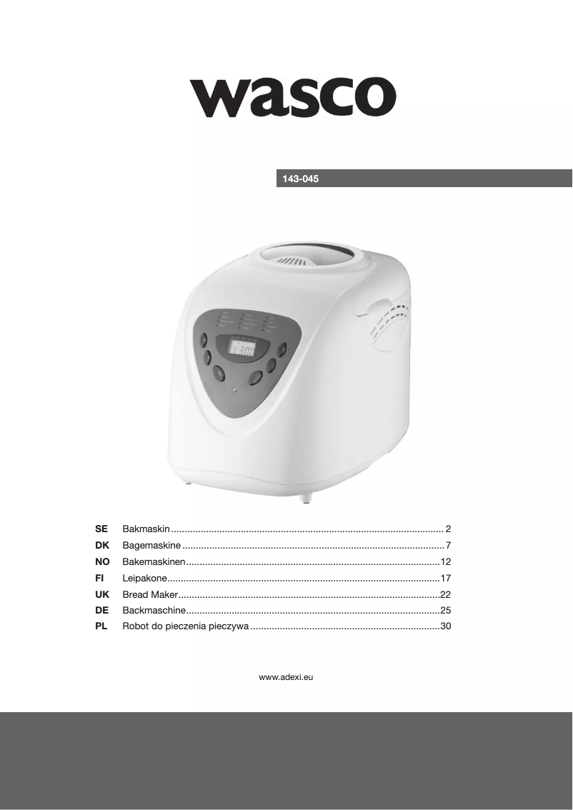 Page n°1 - Manuel utilisateur Wasco 143-045