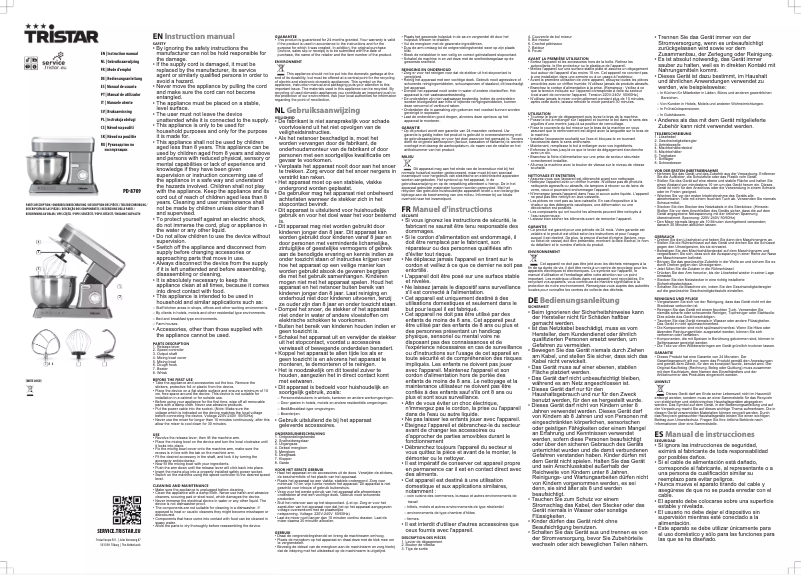 Page 1 de la notice Manuel utilisateur TriStar PD-8709