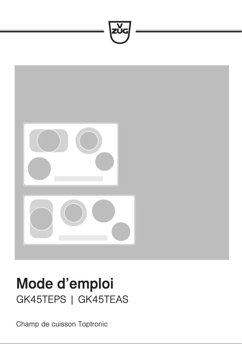 Page 1 of the manual User Manual V-Zug GK45TEASU