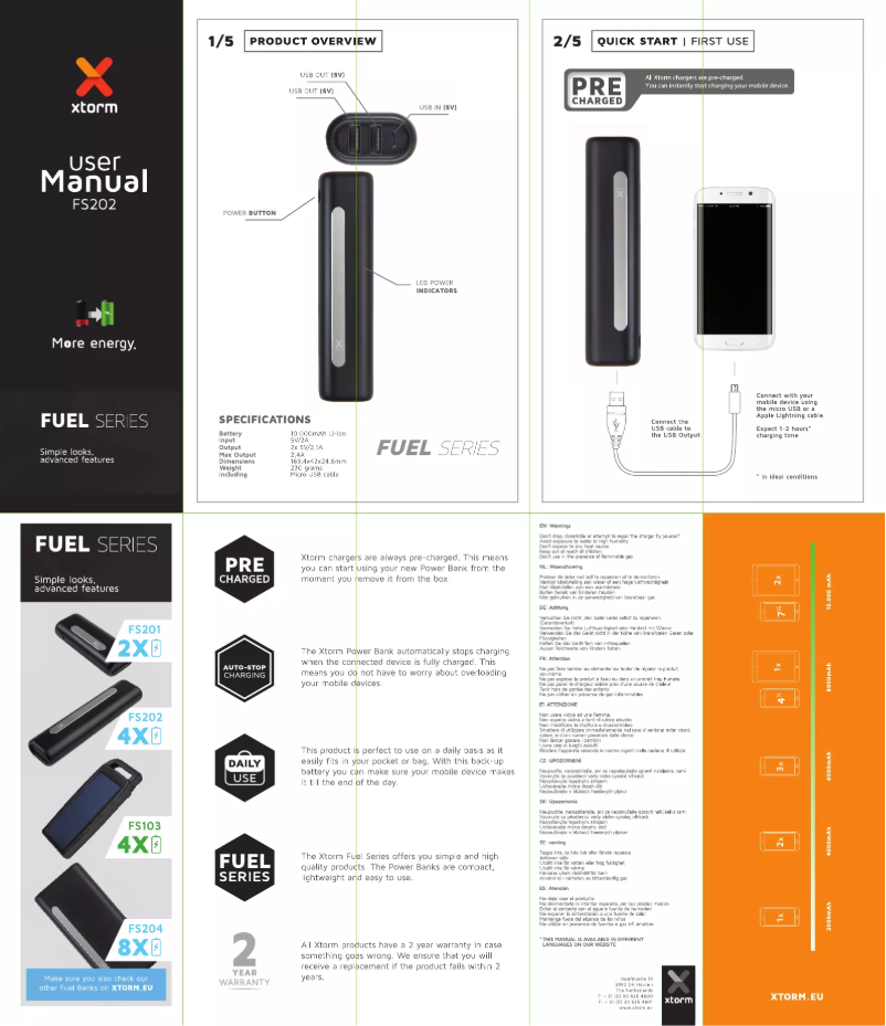 Page 1 de la notice Manuel utilisateur Xtorm FS202