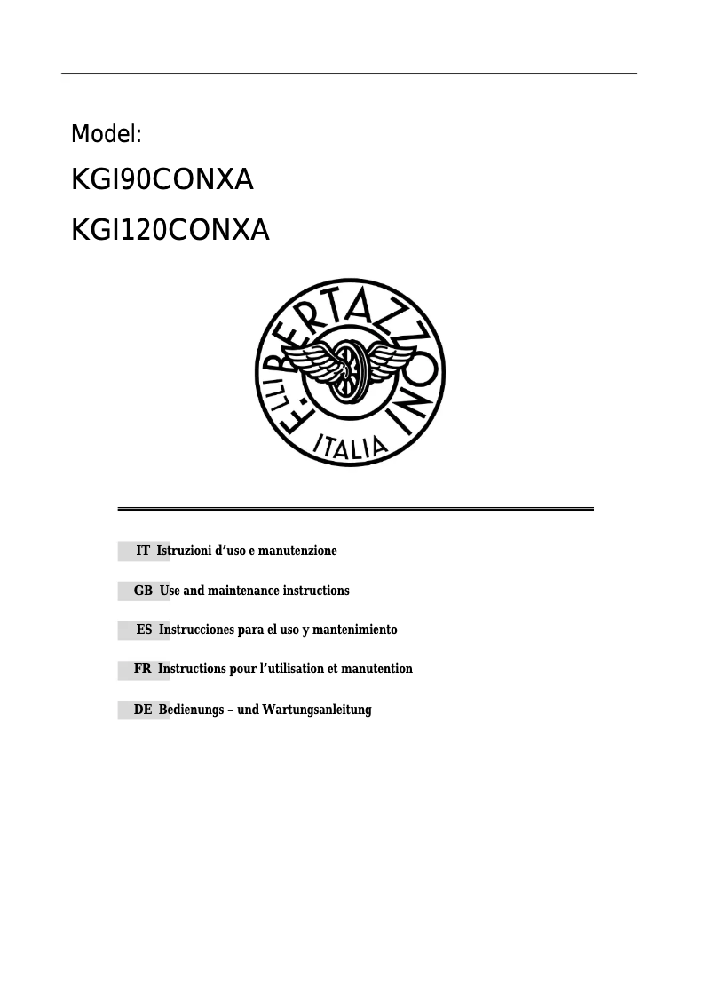 Page 1 de la notice Manuel utilisateur Bertazzoni KGI90CONXA