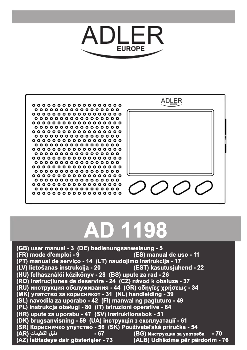 Page n°1 - Manuel utilisateur Adler AD 1198