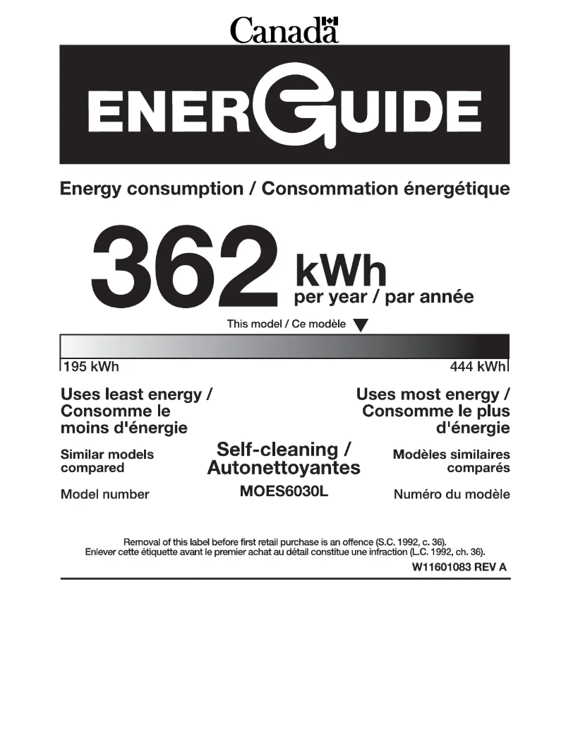 Page n°1 - Label énergétique Maytag MOES6030LZ