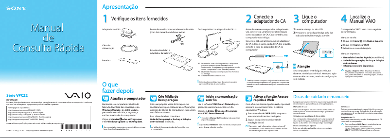 Image de la première page du manuel de l'appareil Vaio VPCZ215GB