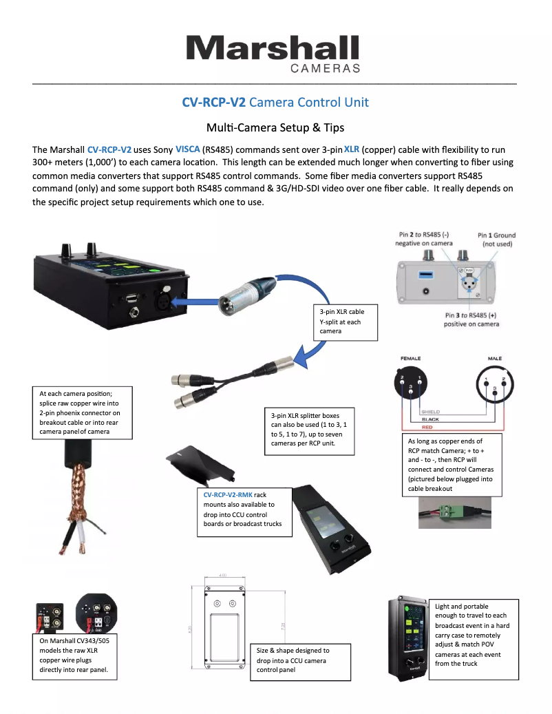 Page n°1 - Manuel utilisateur Marshall Electronics CV-RCP-V2