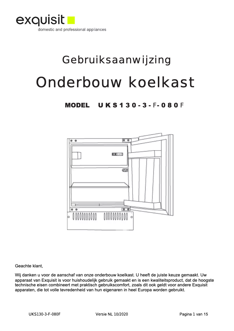 Página 1 del manual Manual de usuario Exquisit UKS130-3-F-080F