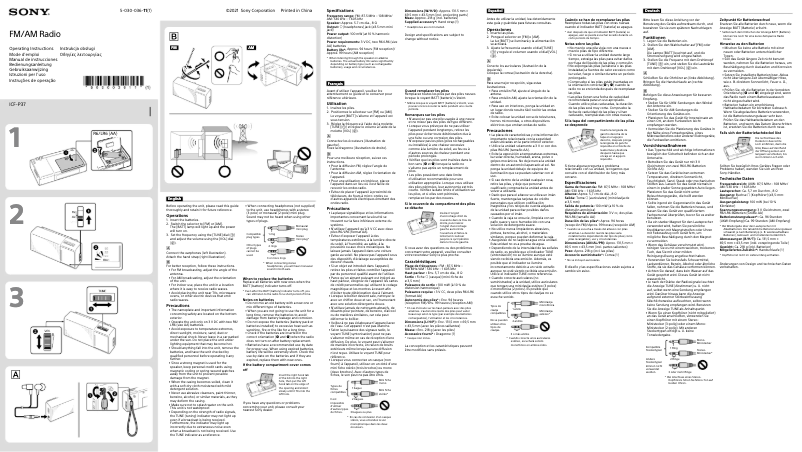 Image de la première page du manuel de l'appareil ICF-P37
