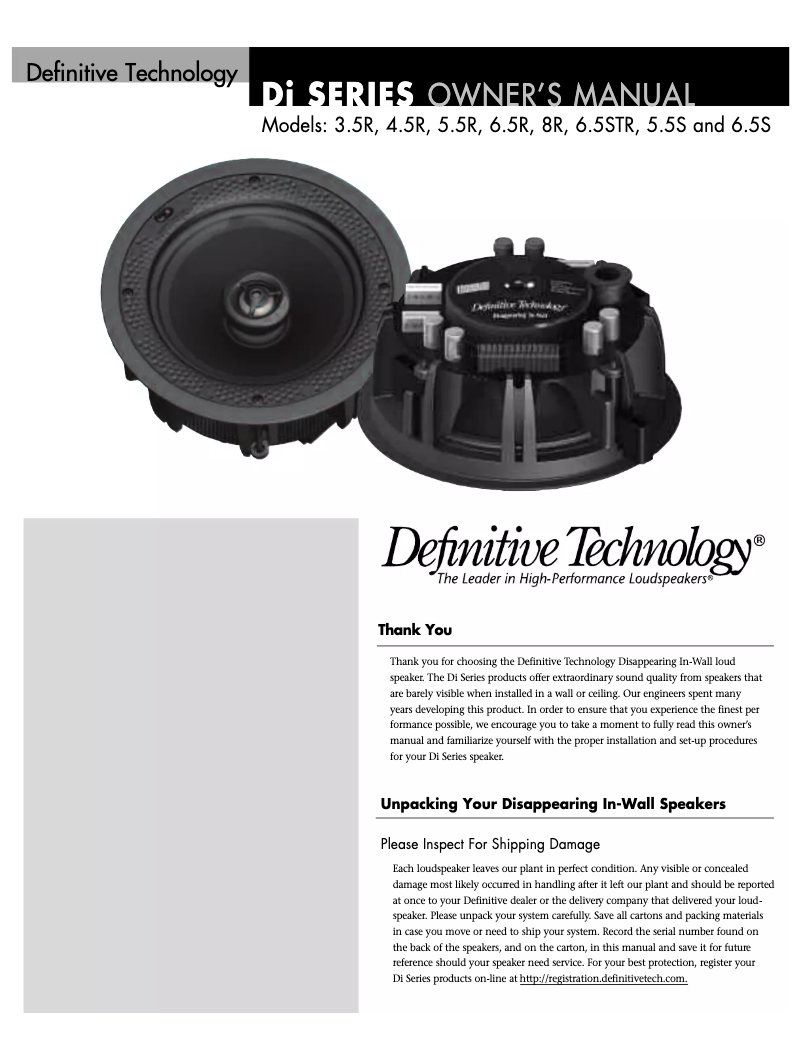 Image de la première page du manuel de l'appareil Disappearing DI 6.5S