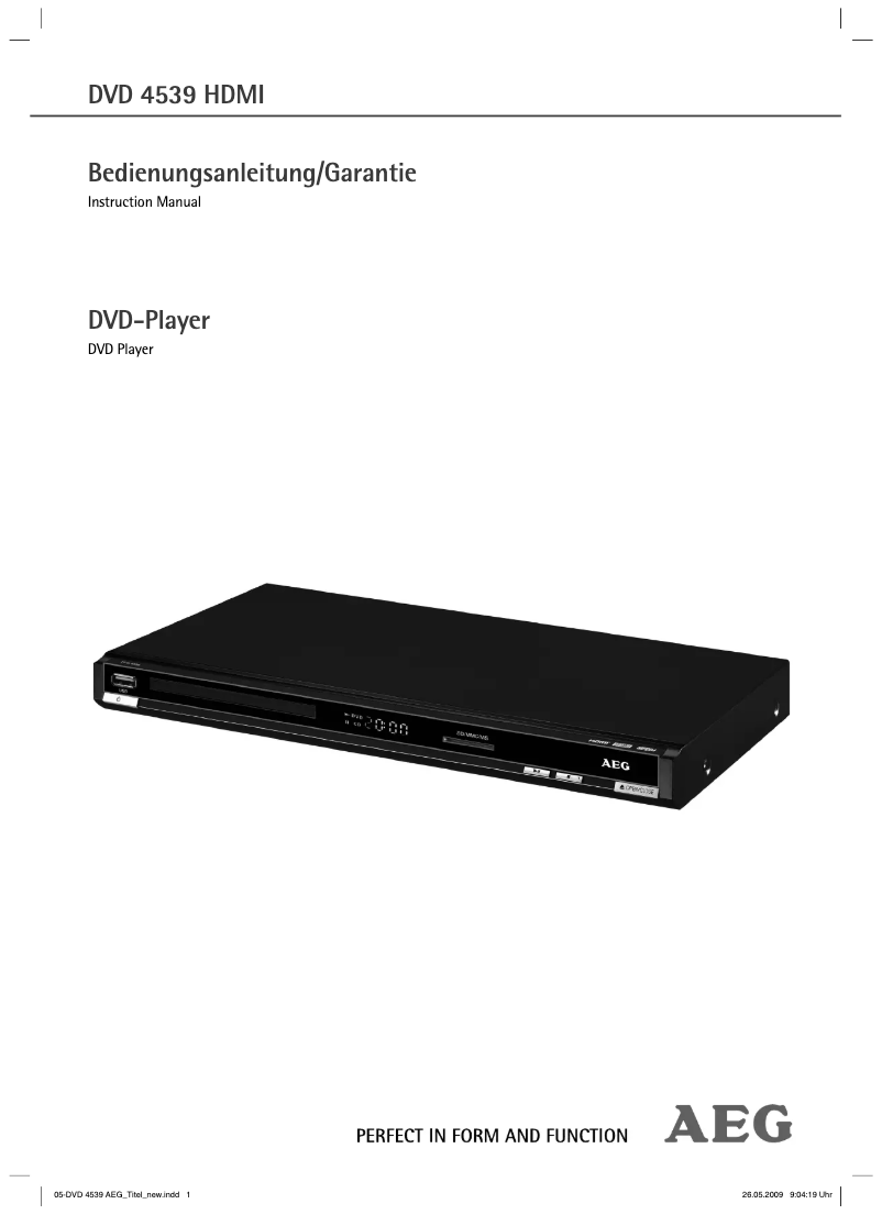 Página 1 del manual Manual de usuario AEG DVD 4539 HDMI