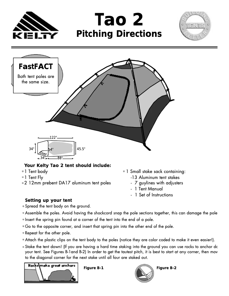 Page 1 de la notice Manuel utilisateur Kelty Tao 2