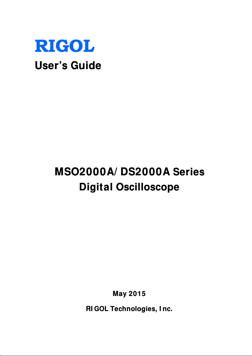 Page n°1 - Manuel utilisateur Rigol MSO2302A